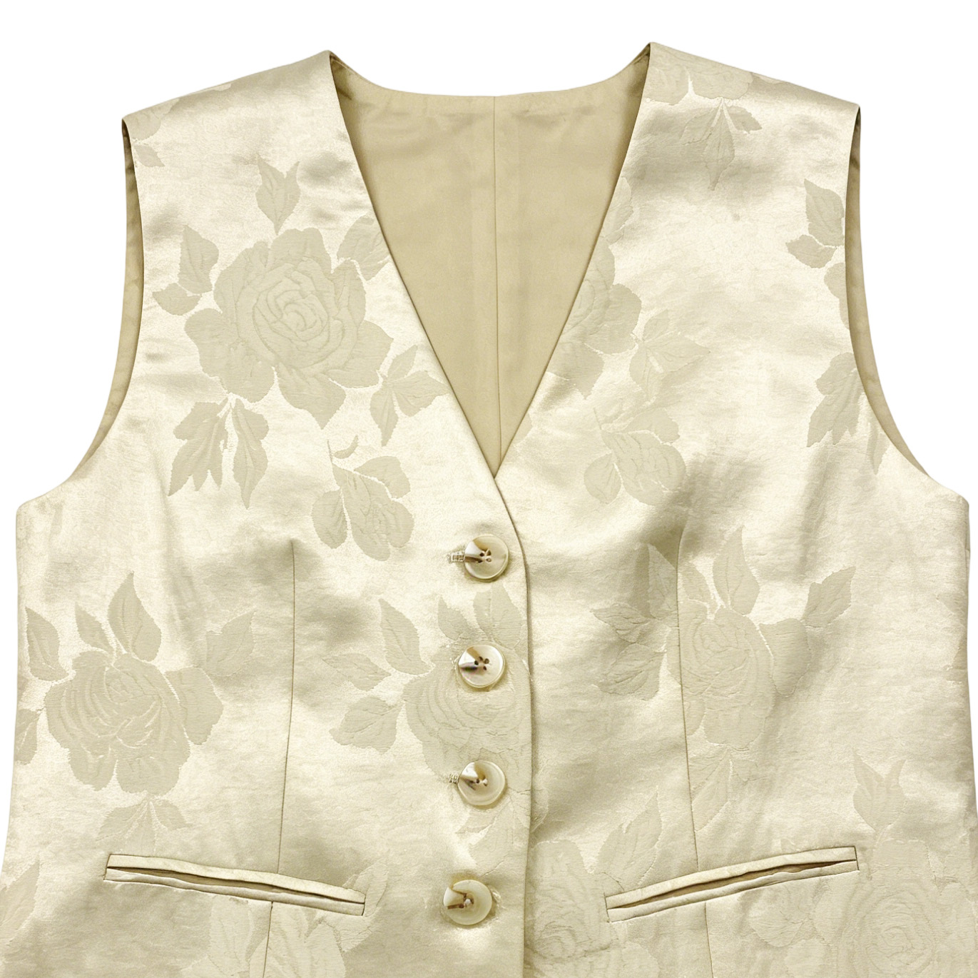 Women’s Floral Jacquard V Neck Suit Vest W-38528
