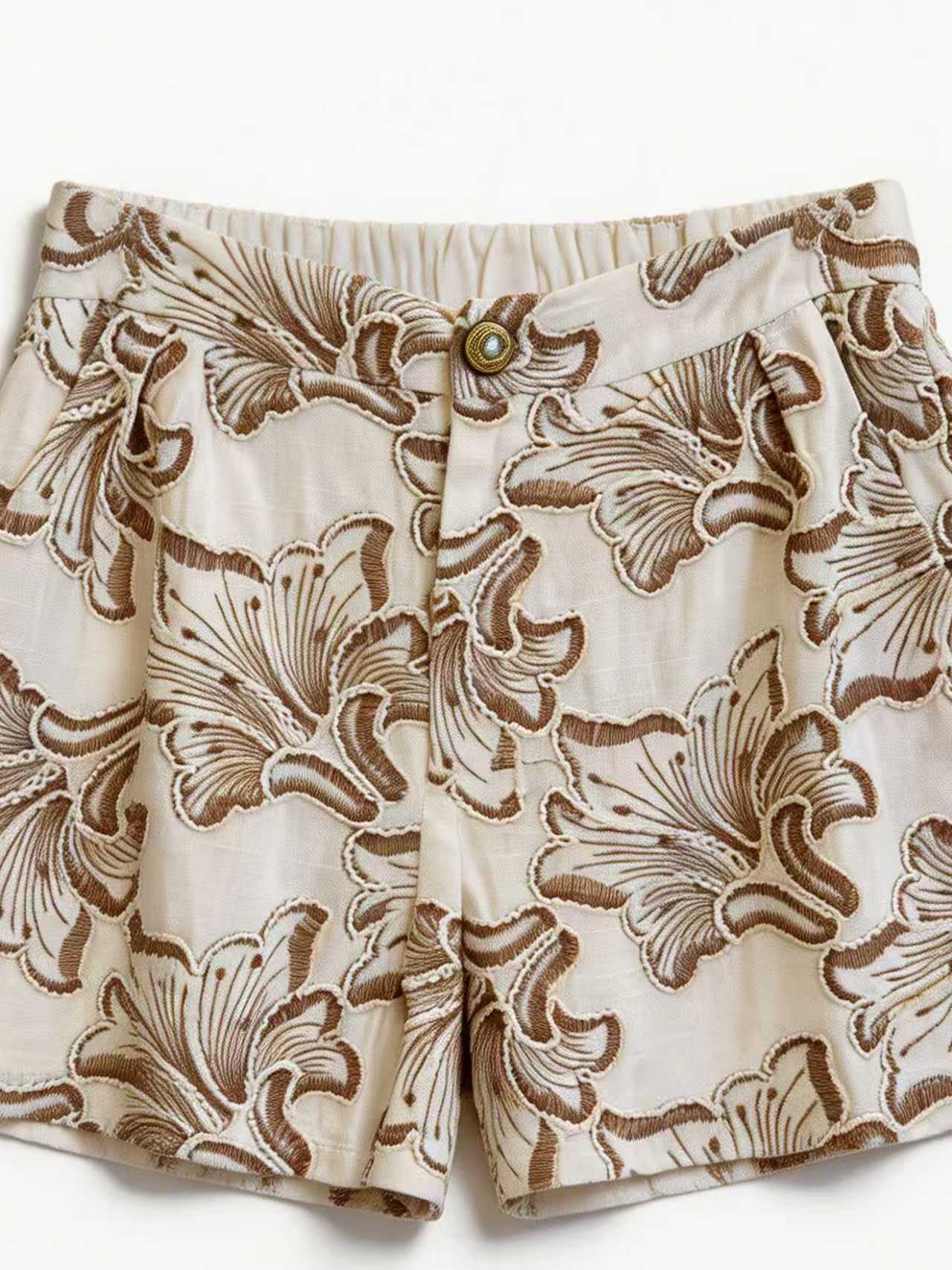 Women's Floral Jacquard High-Waist Shorts AN-620033 