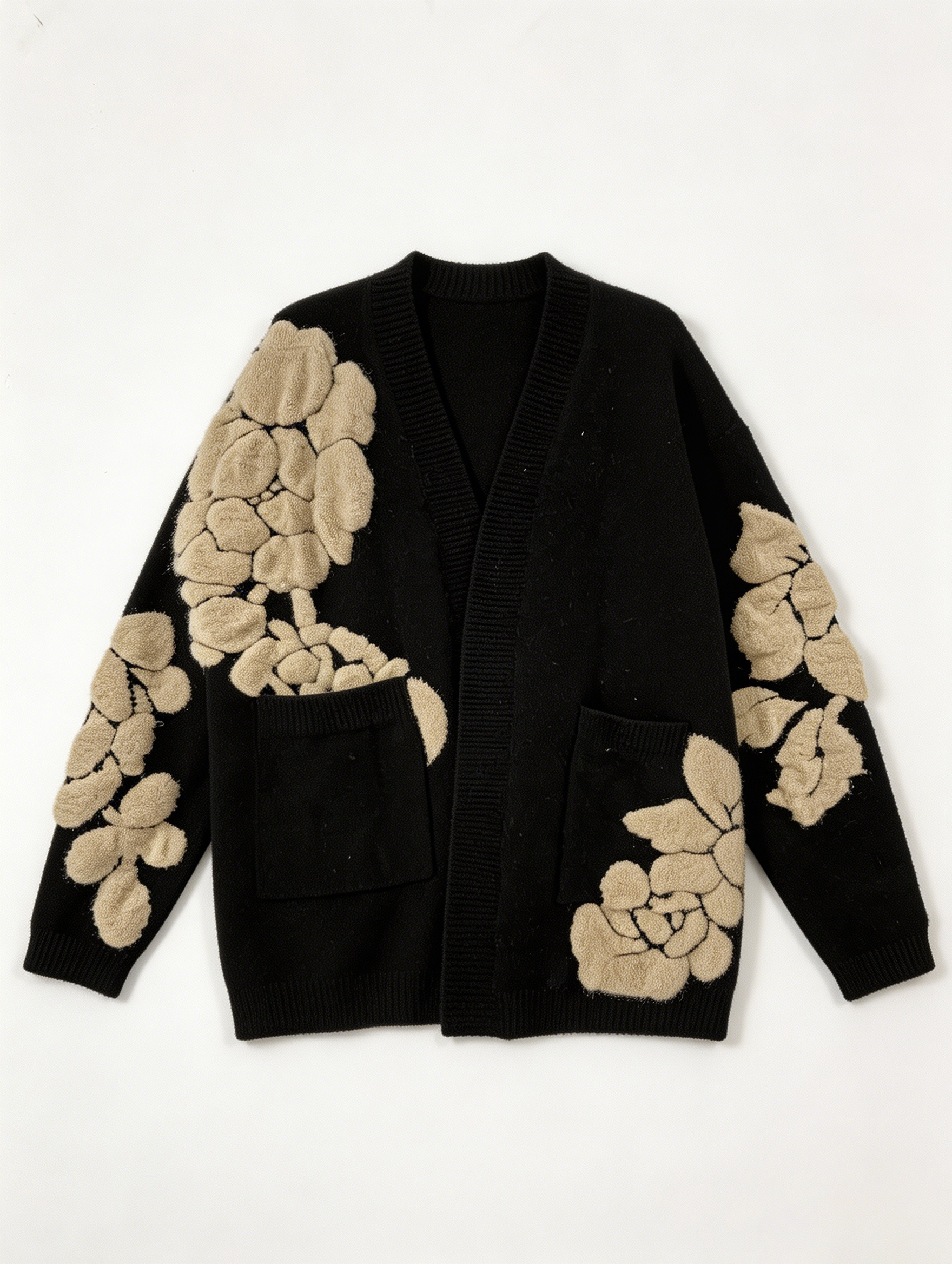 Women’s V-Neck Knit Cardigan – Oversized Button Cozy Sweater 22421074