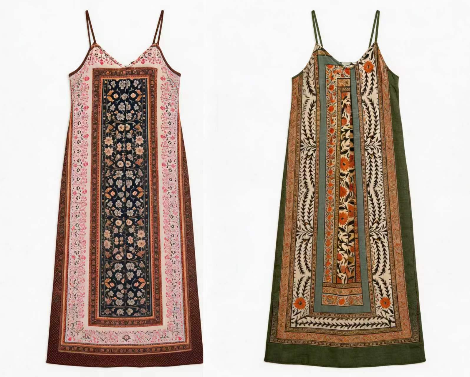  Boho Chic Placement Floral Print Slip Maxi Dress AN-620048