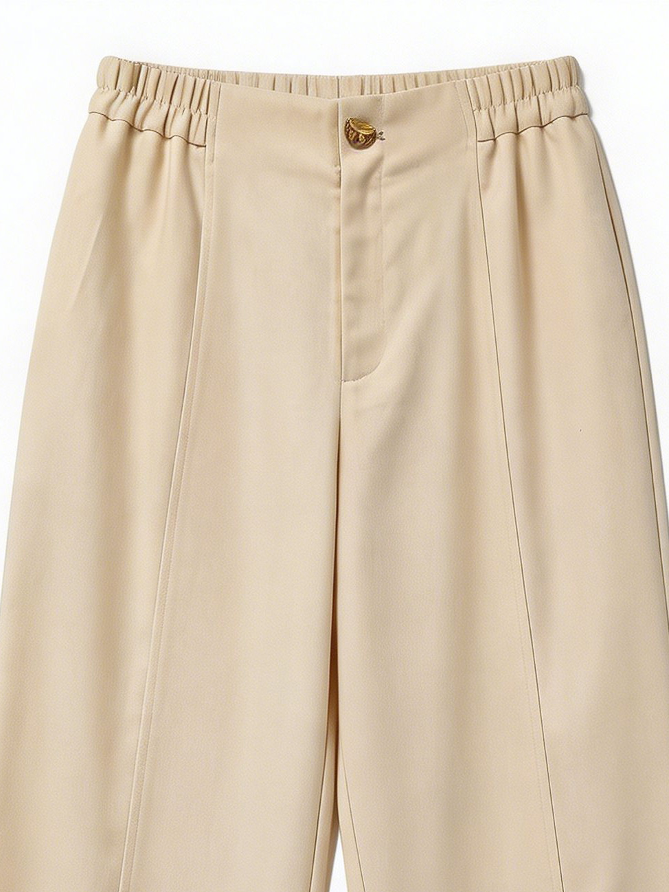 Minimalist Wide Leg Linen Blend Pants with Elastic Waist C-42201