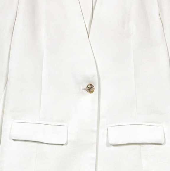 White Linen Two-Piece Set - Relaxed Blazer & Wide Leg Pants C-38668+C-41321