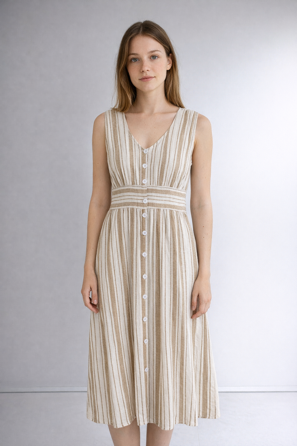 Simple Commuting Striped Dress A-40479