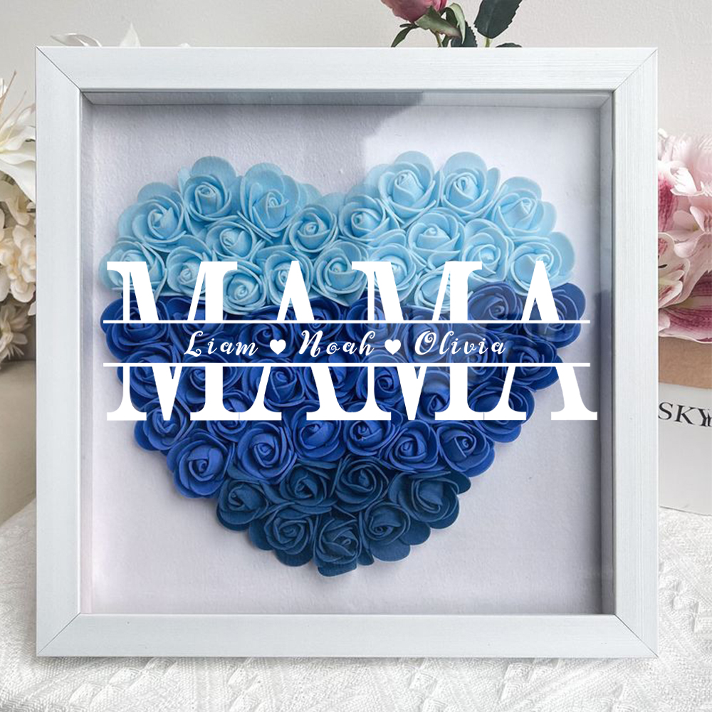 Personalized Nana Flower Shadow Box With Kids Name