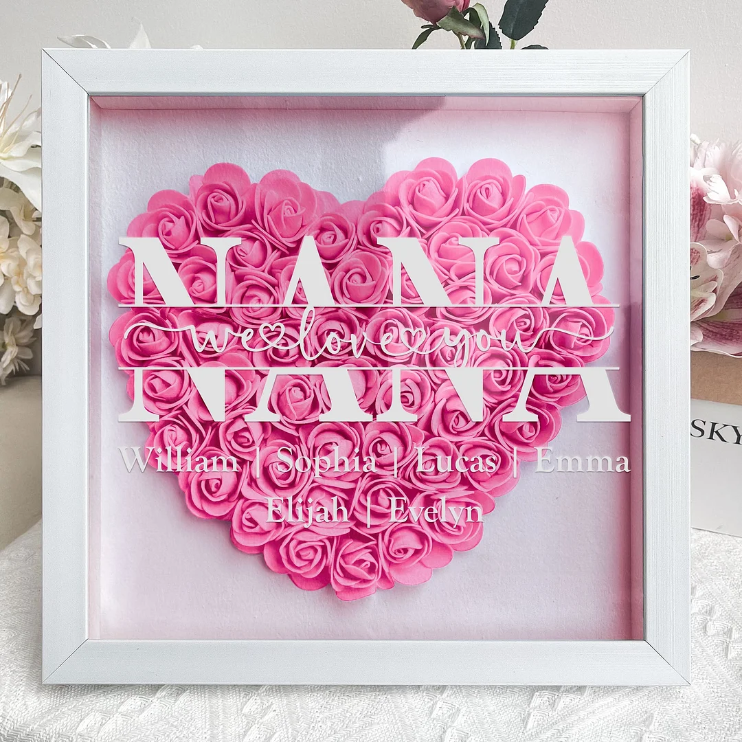 We Love You NANA - Personalized Flower Shadow Box
