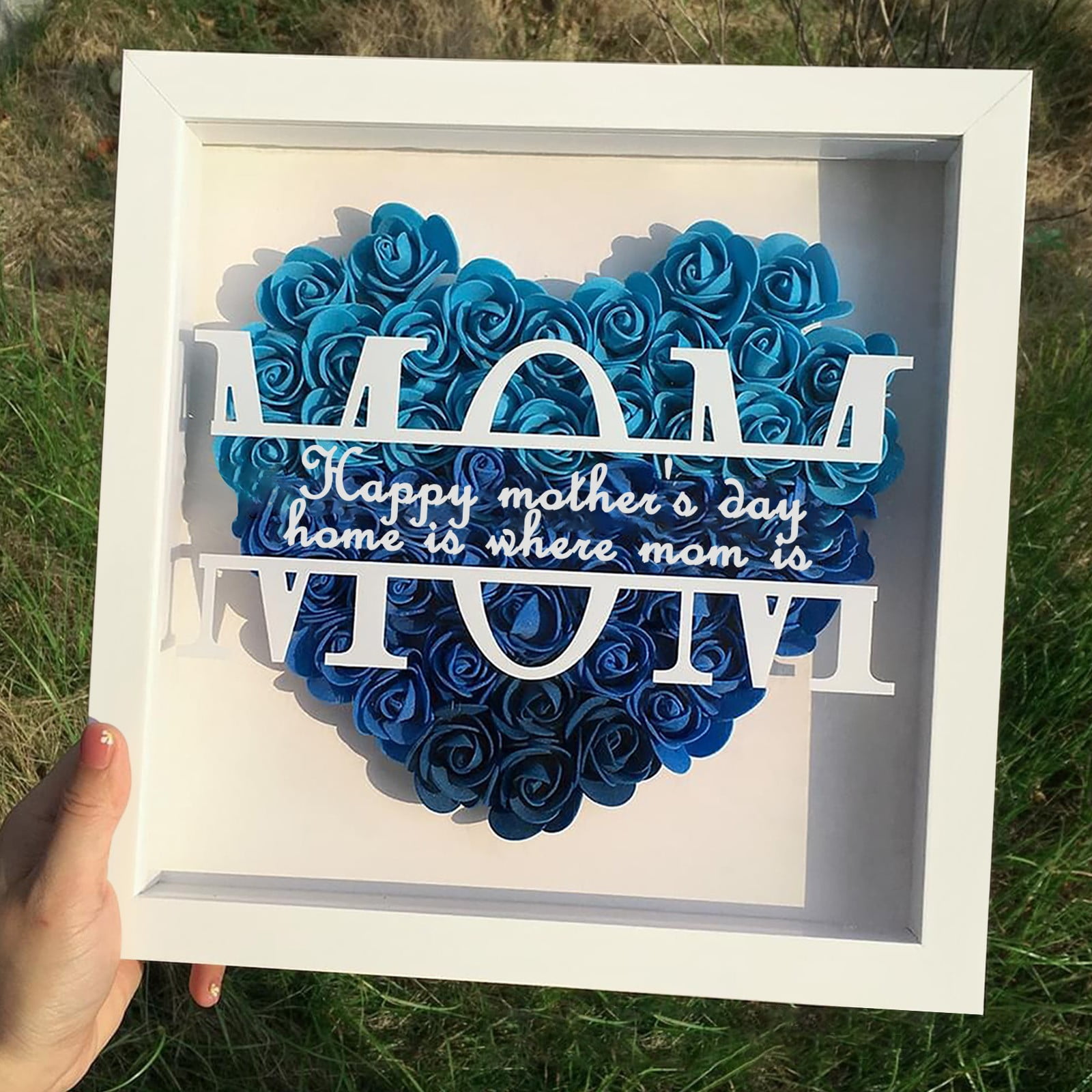 Mother's Day Artificial Flowers Mom Flower Shadow Box With Name