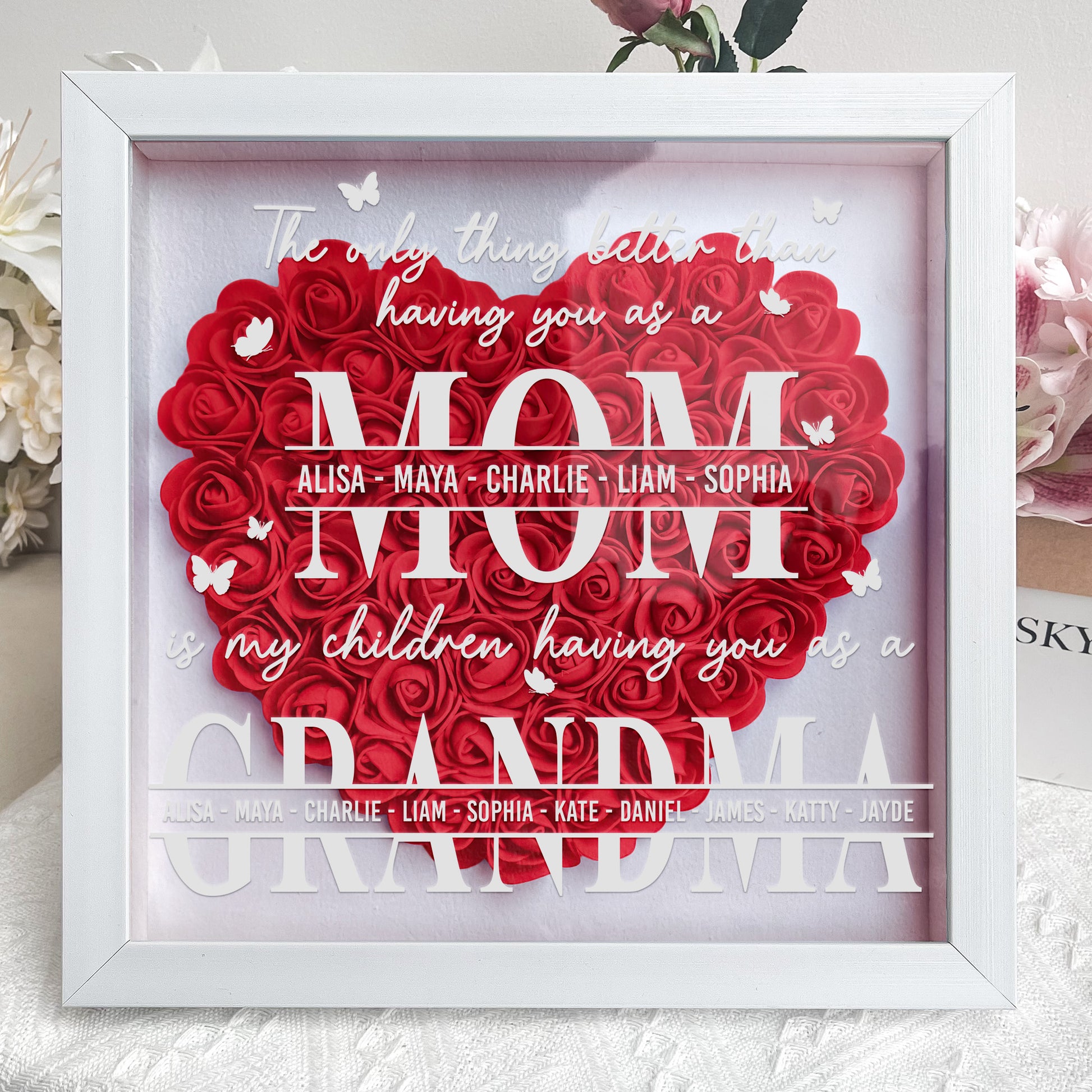 The Only Thing Better Than Having You As A Mom - Personalized Flower Shadow Box