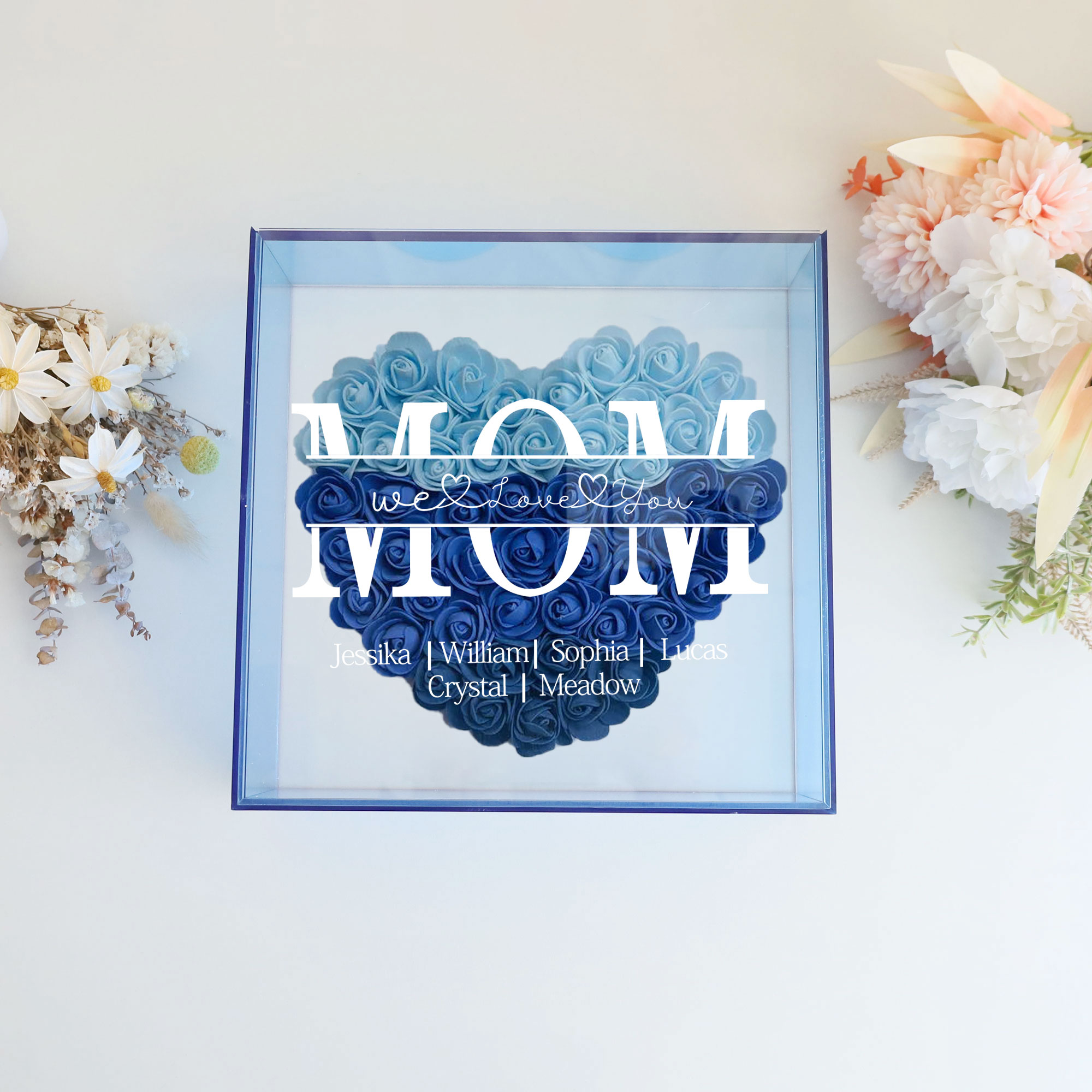 Mom We Love You - Acrylic Flower Shadow Box