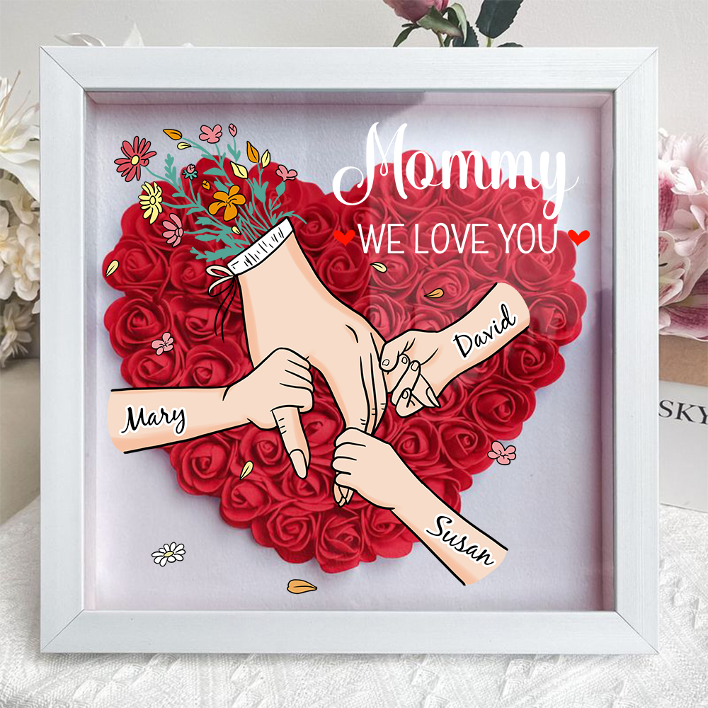 [Copy]Family Love Blooms Forever – Personalised Mom & Grandma Flower Shadow Box with Names