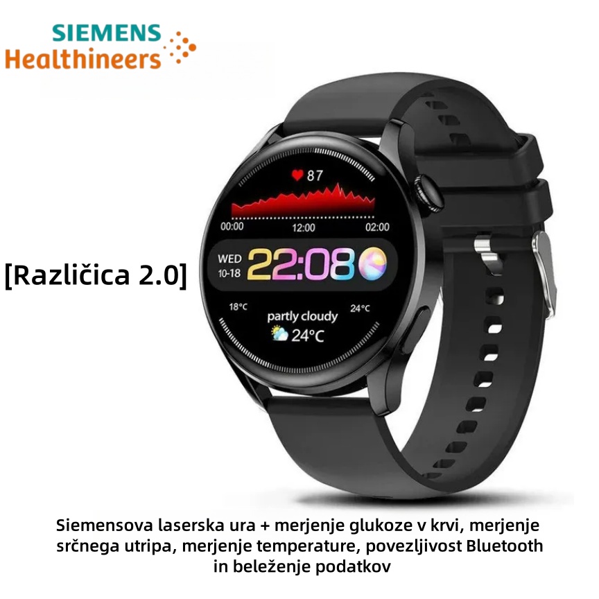 Siemensova ura za lasersko terapijo spremlja srčni utrip/krvni tlak/krvni sladkor