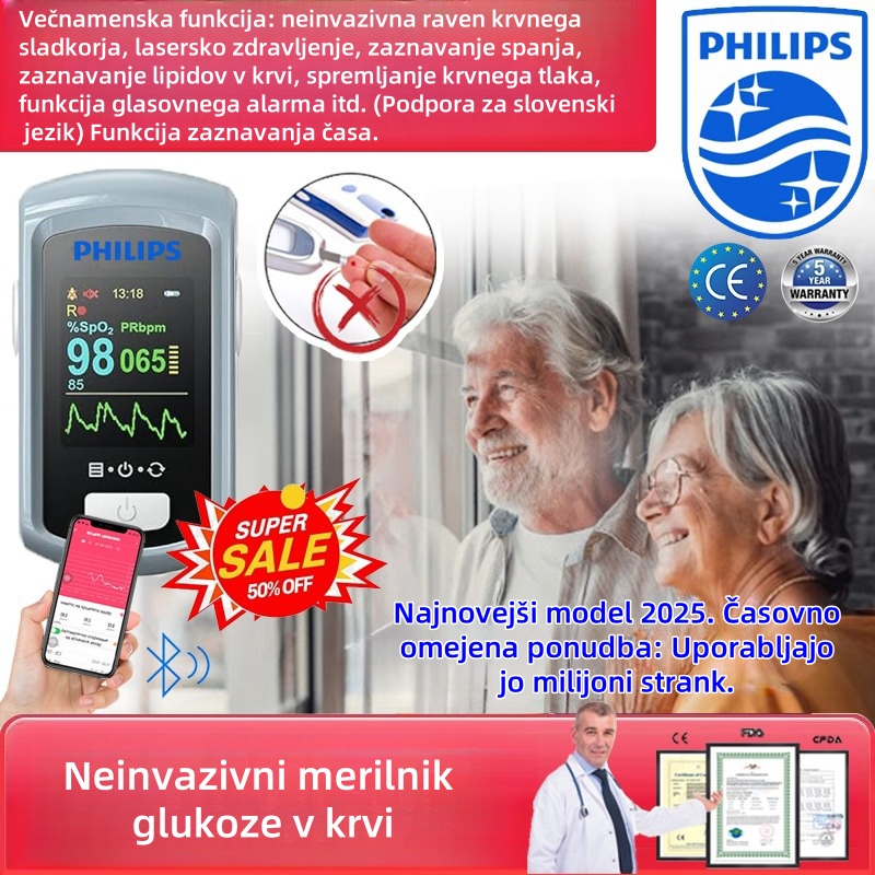 Philips 2025 neinvazivni laserski merilnik glukoze v krvi, odvzem krvi ni potreben
