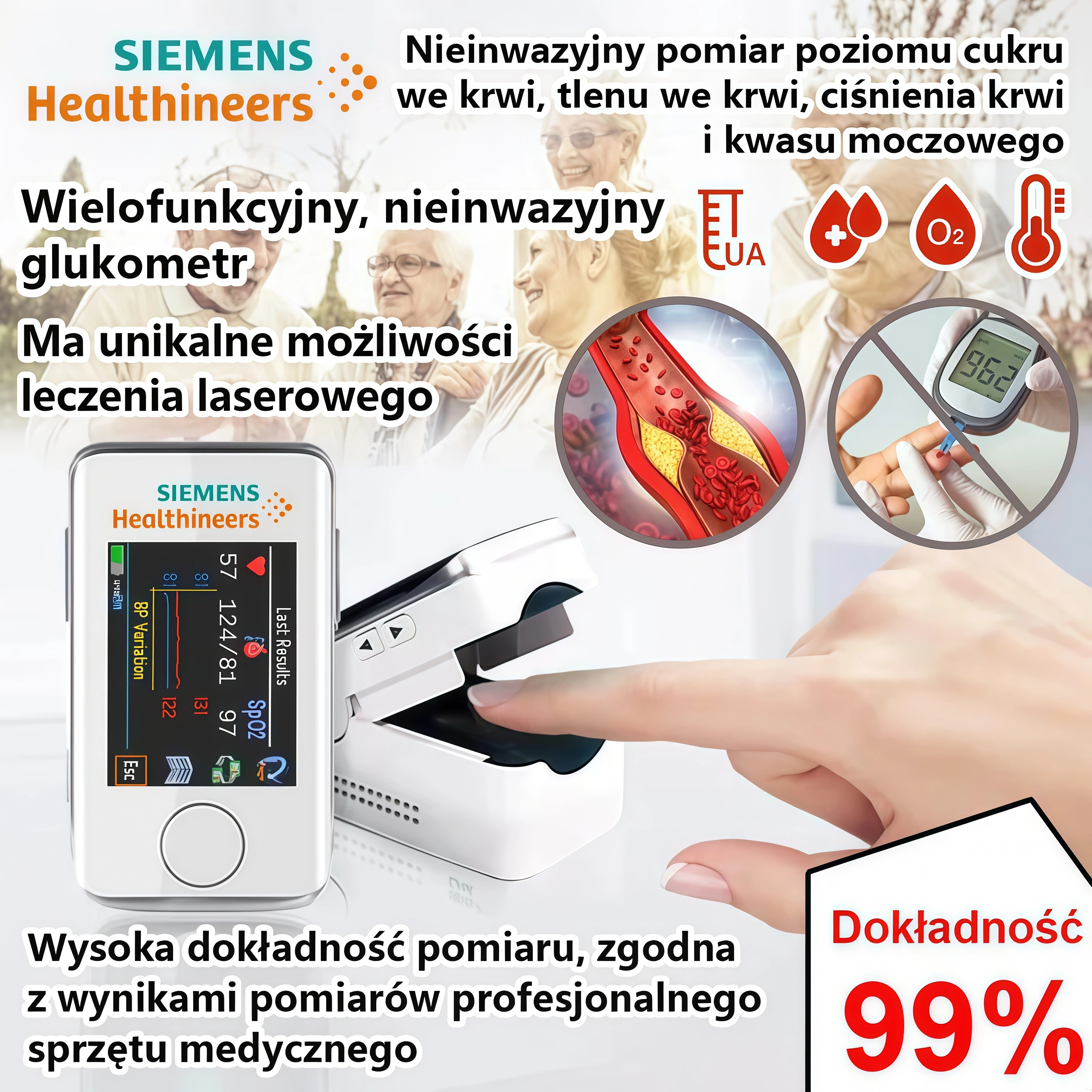 🔥🎉Časovno omejena ponudba✨Domači neinvazivni merilnik glukoze v krvi - medicinski merilnik glukoze v krvi, zasnovan za osebno merjenje glukoze v krvi
