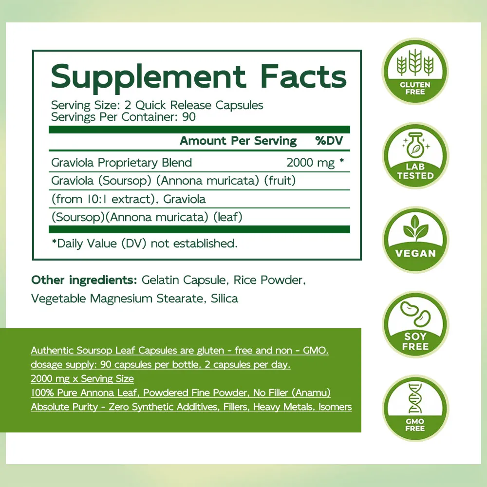 100% Pure Organic Soursop Capsules