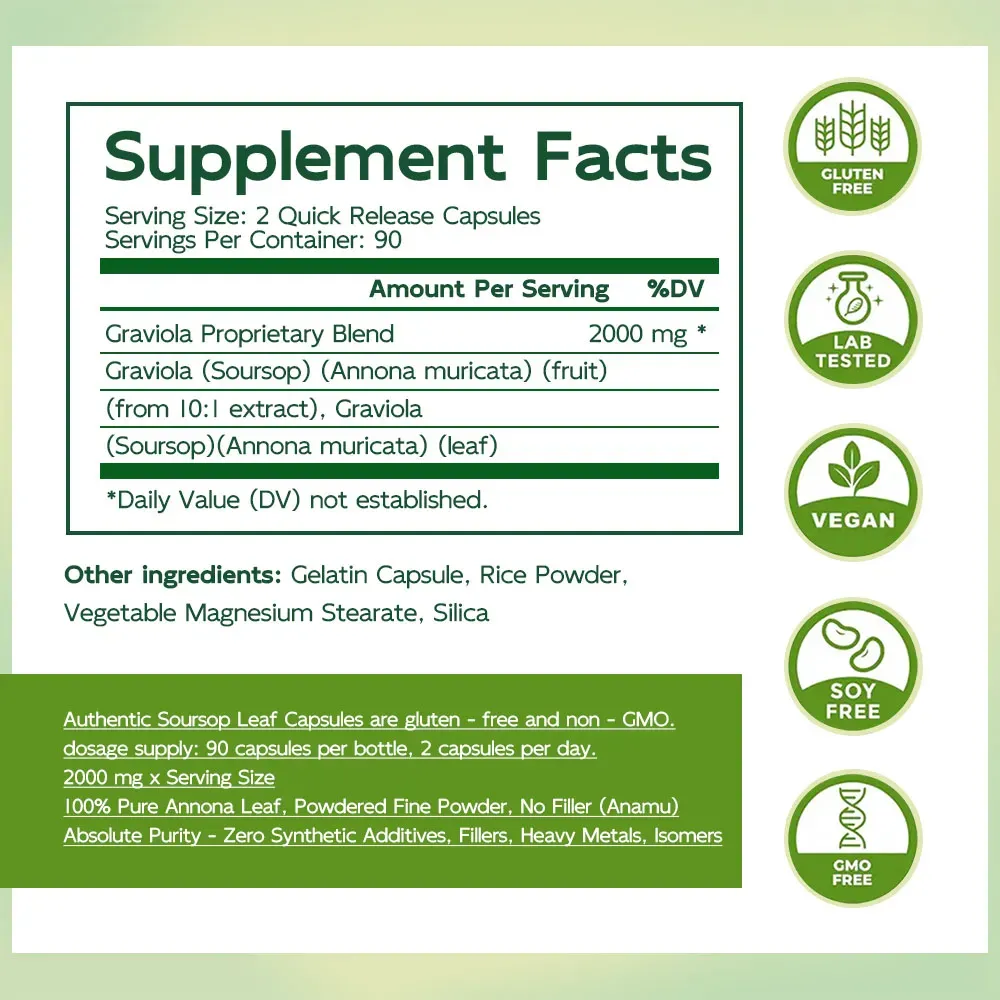 100% Pure Organic Soursop Capsules