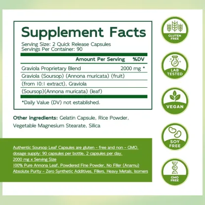 100% Pure Organic Soursop Capsules