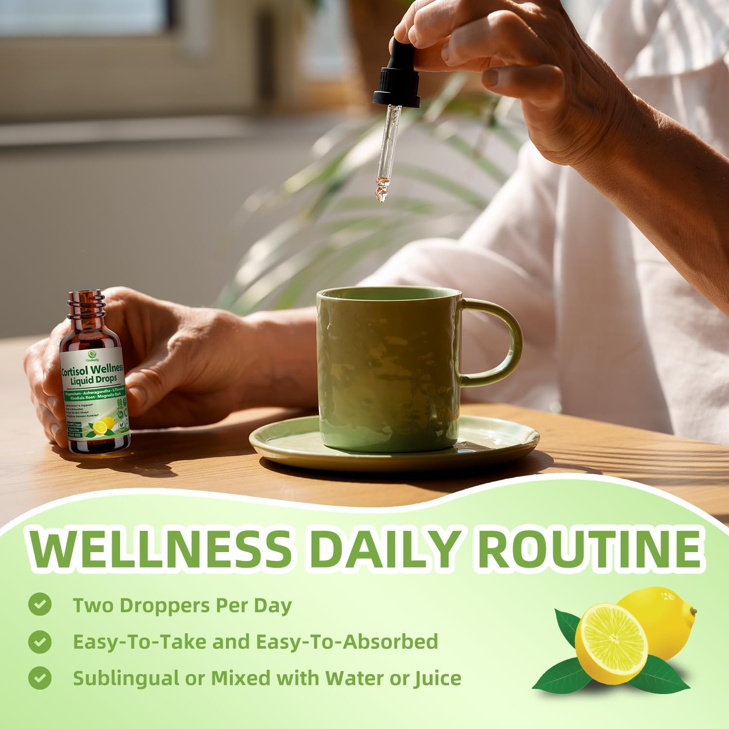 Cortisol Support Liquid Drops – 17-in-1 Herbal Complex with Magnesium, Ashwagandha & L-Theanine – 60ml