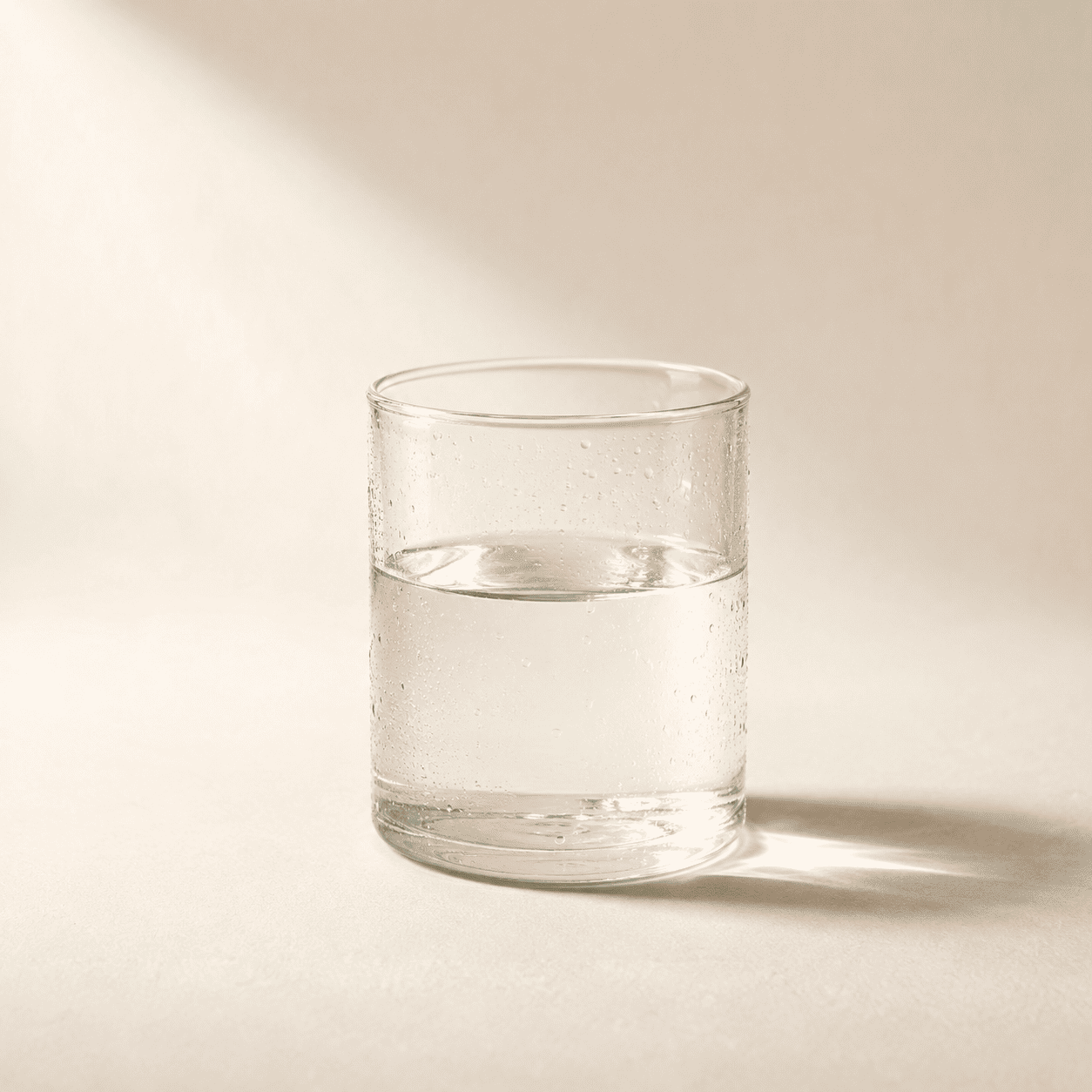 Filtered water in a clear glass vessel