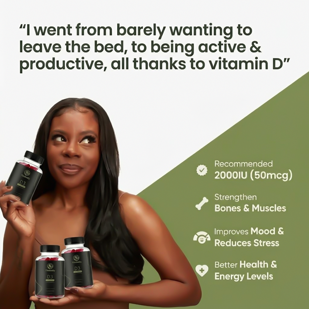 Tindedly Vitamin D3 Gummies for Immune Mood and Bone Support