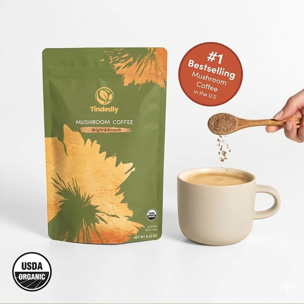 Tindedly™ Mushroom Coffee – Focus, Energy & Immunity in Every Cup