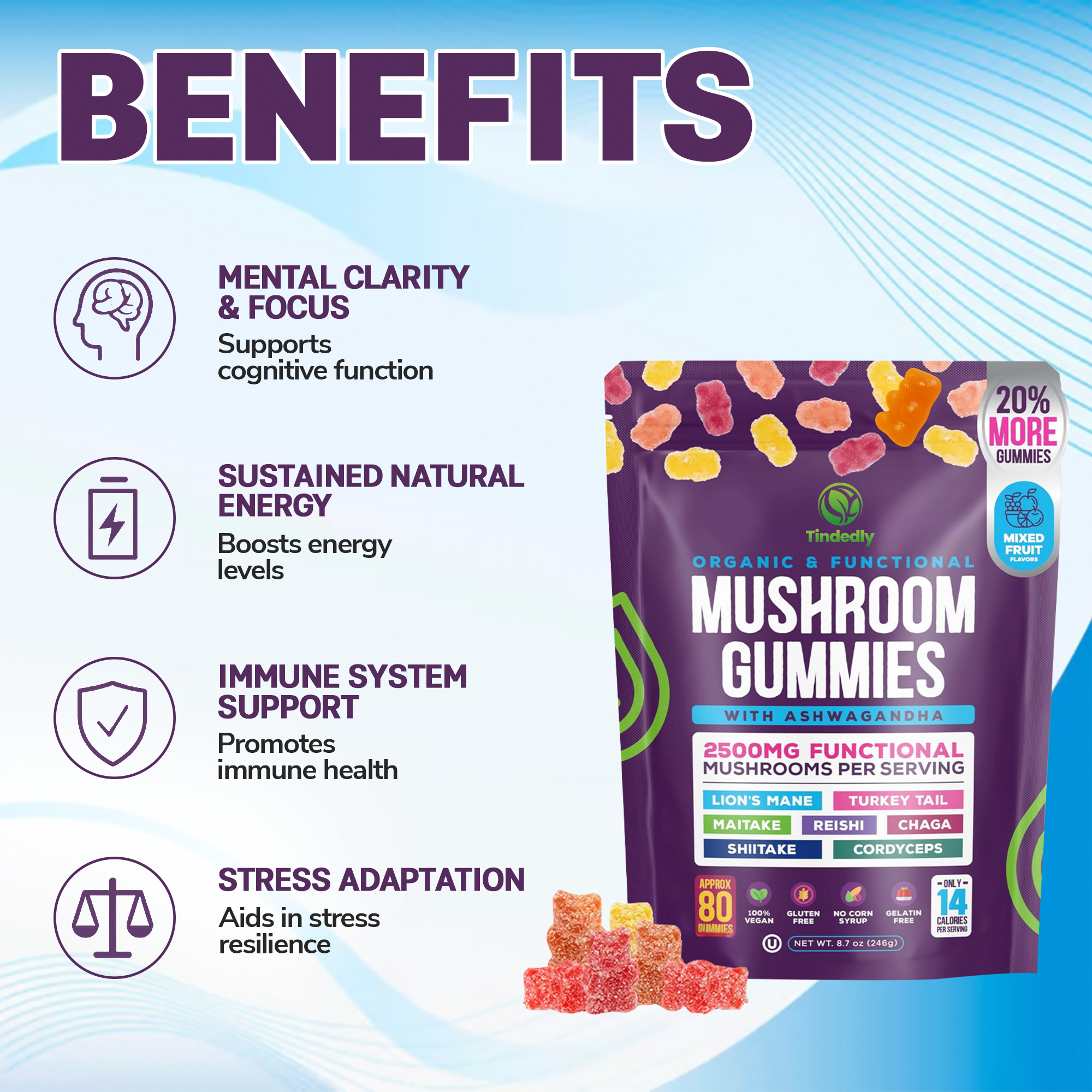 Mushroom Gummies - 100% Organic Supplement