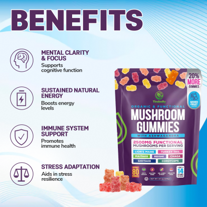 Mushroom Gummies - 100% Organic Supplement