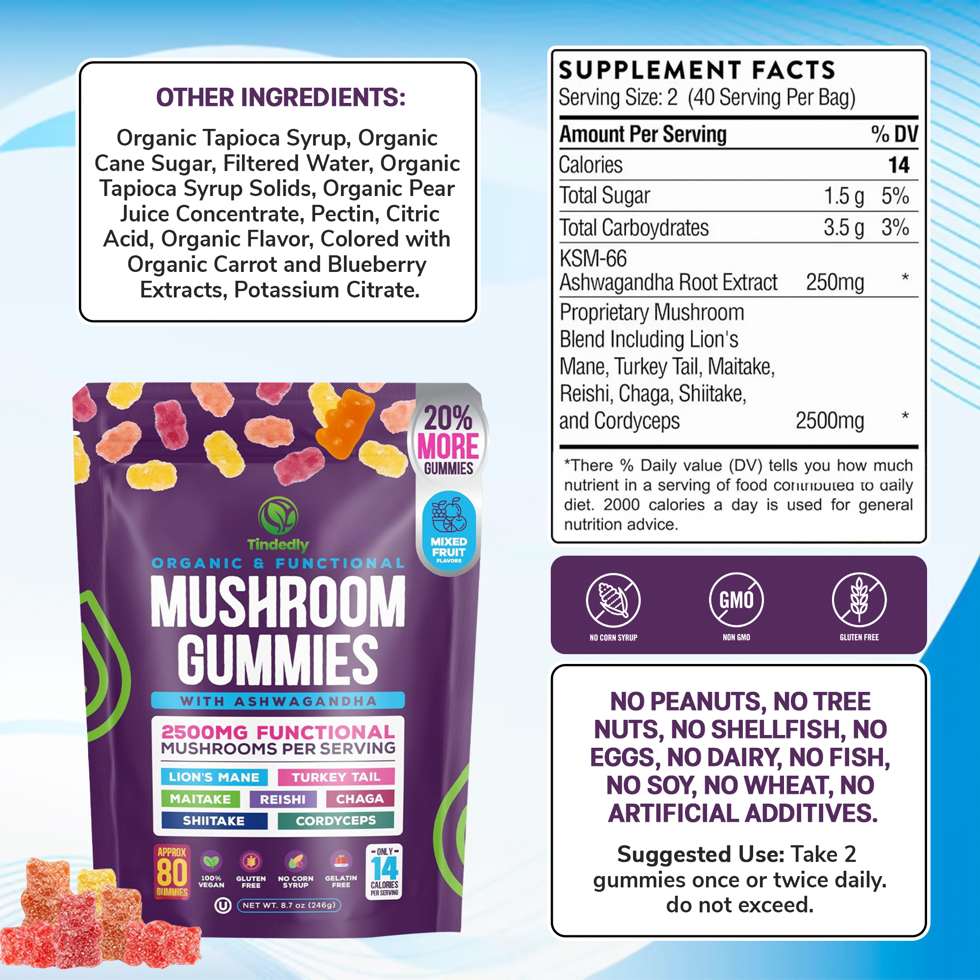 Mushroom Gummies - 100% Organic Supplement