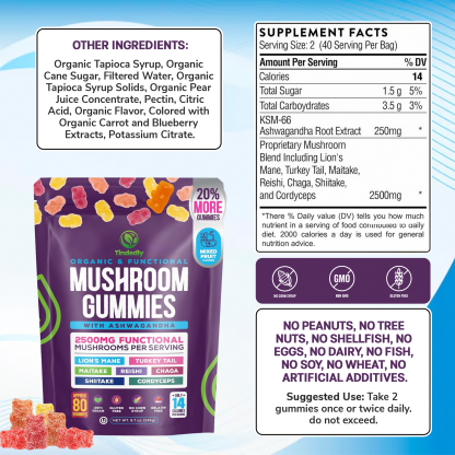 Mushroom Gummies - 100% Organic Supplement