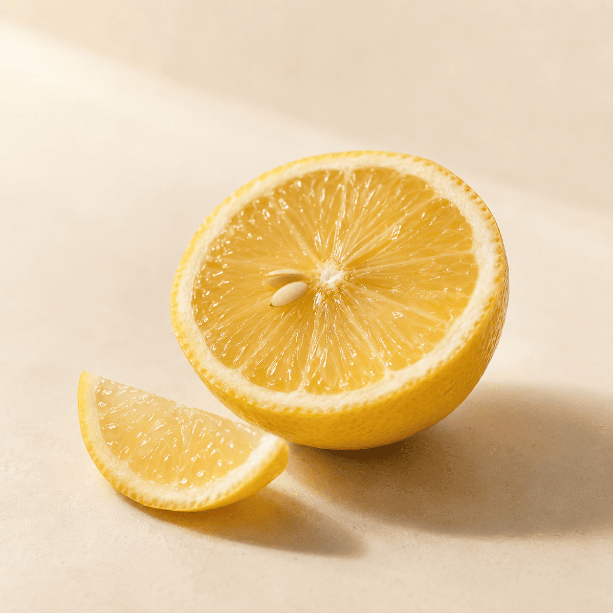 Fresh lemon, natural source of citric acid