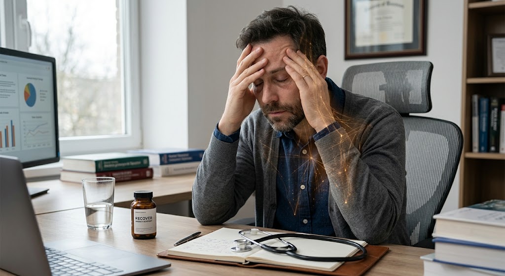 Doctor holding product