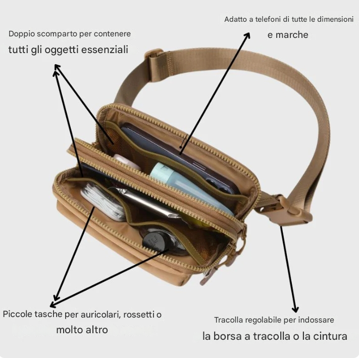 (59% di sconto per 2 pezzi) Borsa a tracolla unisex elegante e portatile