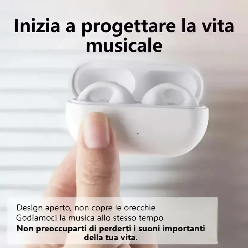 Cuffie a conduzione ossea con clip auricolare wireless