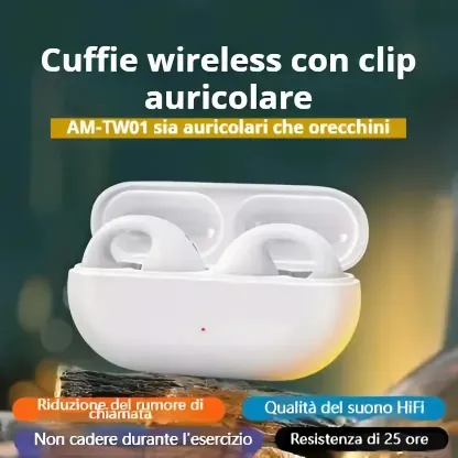 Cuffie a conduzione ossea con clip auricolare wireless