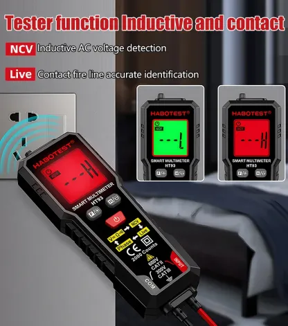 Multimetro digitale multifunzionale, funzione di rilevamento intelligente della sequenza di fase, multimetro anti-scottatura completamente automatico