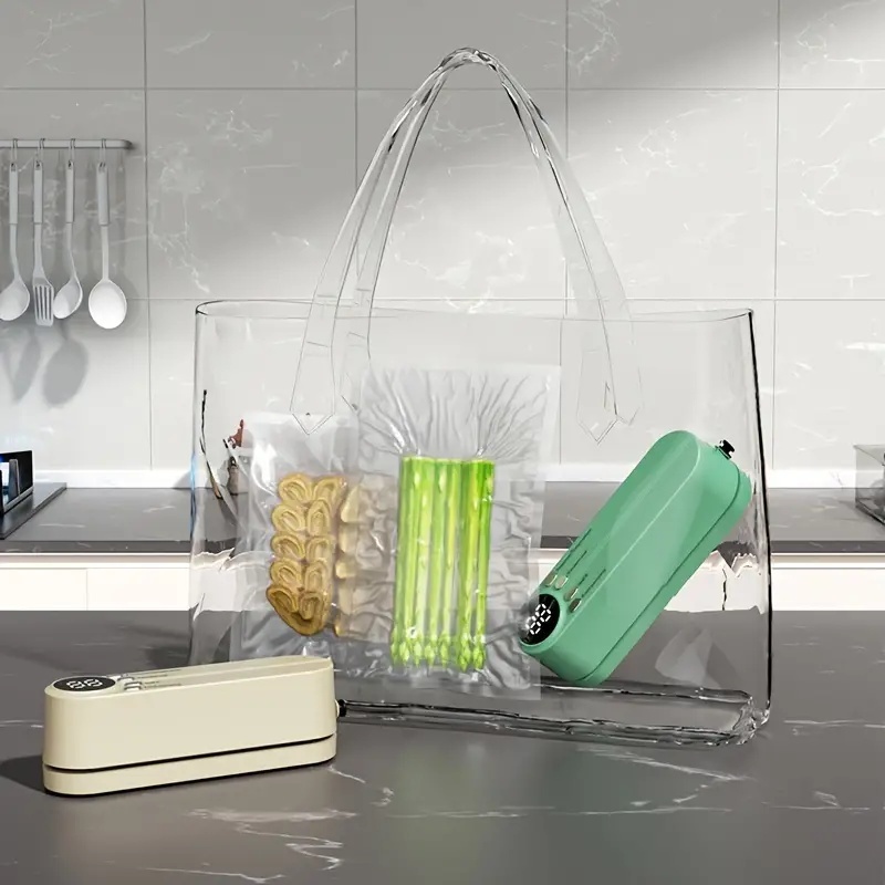 Sigillatrice automatica multifunzionale per alimenti, sigillatrice sottovuoto portatile senza fili con funzione di sigillatura di sacchetti per snack, aspirazione e gonfiaggio esterni, conservazione degli alimenti a lungo termine, design compatto e facile