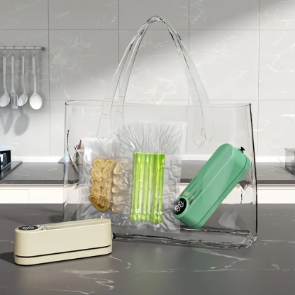 Sigillatrice automatica multifunzionale per alimenti, sigillatrice sottovuoto portatile senza fili con funzione di sigillatura di sacchetti per snack, aspirazione e gonfiaggio esterni, conservazione degli alimenti a lungo termine, design compatto e facile