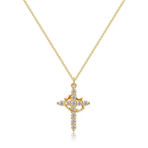 Collana con corona rotante a croce pavé
