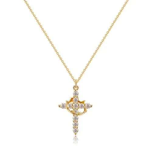 Collana con corona rotante a croce pavé