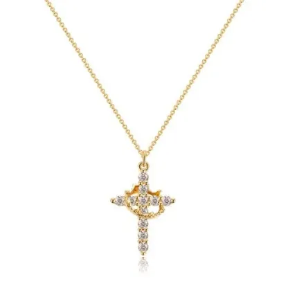 Collana con corona rotante a croce pavé