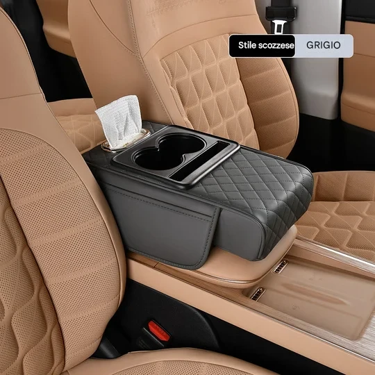 Nuovo bracciolo multifunzionale per auto, porta fazzoletti, portabicchieri, porta bevande, universale