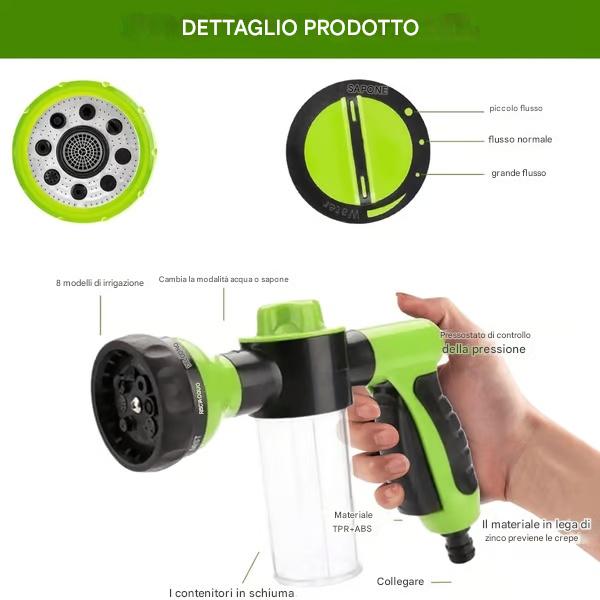 [4 tubi dell'acqua con giunto] Set di pistole ad acqua ad alta pressione con schiuma multifunzionale: lavaggio auto, lavaggio animali, irrigazione, ecc.