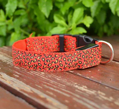 Collare LED per cani con leopardo in nylon