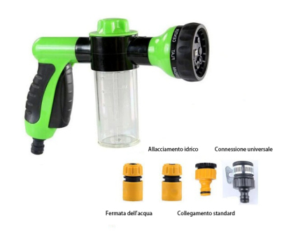 [4 tubi dell'acqua con giunto] Set di pistole ad acqua ad alta pressione con schiuma multifunzionale: lavaggio auto, lavaggio animali, irrigazione, ecc.