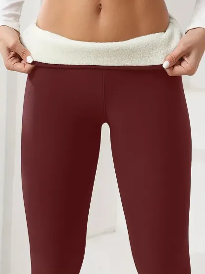 💥Secondo pezzo a metà prezzo - [Leggings foderati in tinta unita da donna] Fodera in pura lana, morbidi e delicati sulla pelle, leggings sportivi lunghi, adatti per yoga, fitness, corsa, ecc.
