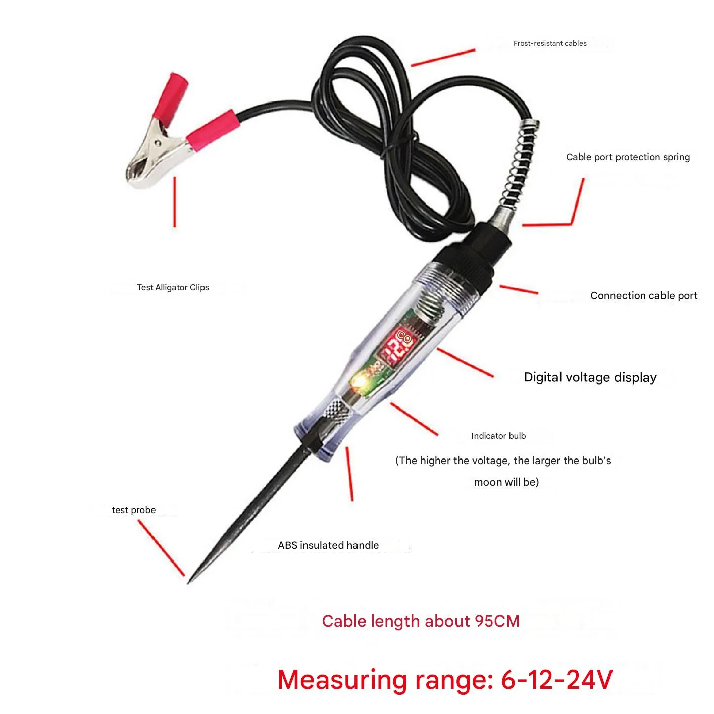 【Acquista 1 e ricevi 1 gratis】Penna tester per circuito automobilistico, tensione 12-24 V