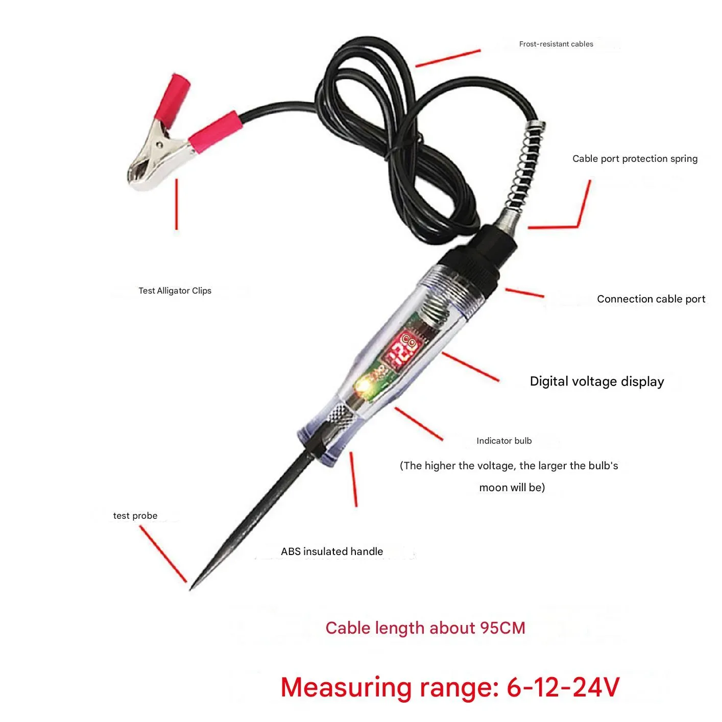 【Acquista 1 e ricevi 1 gratis】Penna tester per circuito automobilistico, tensione 12-24 V