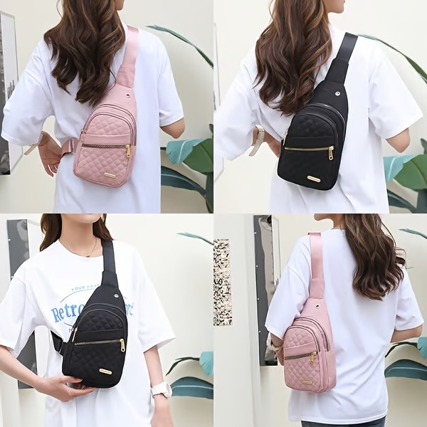 Borsa a tracolla casual alla moda da donna, tinta unita