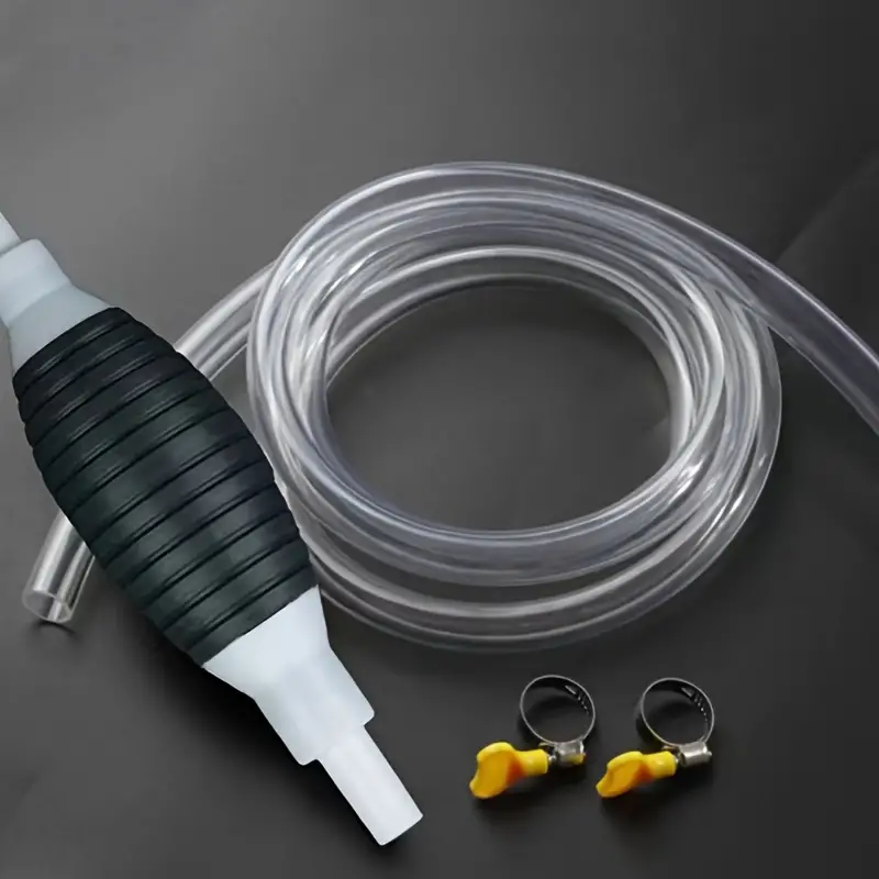 Kit pompa manuale universale con tubo flessibile in plastica da 39,37 pollici - Estrattore di fluidi portatile con fascetta stringitubo per benzina, gasolio, olio, trasferimento di acqua - Compatibile con vari veicoli - Standard di connettori europei e am