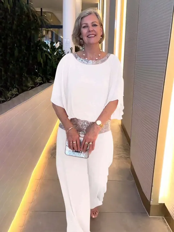 🥰【S-3XL】2025 nuovo completo con pantaloni a gamba larga e scollo rotondo