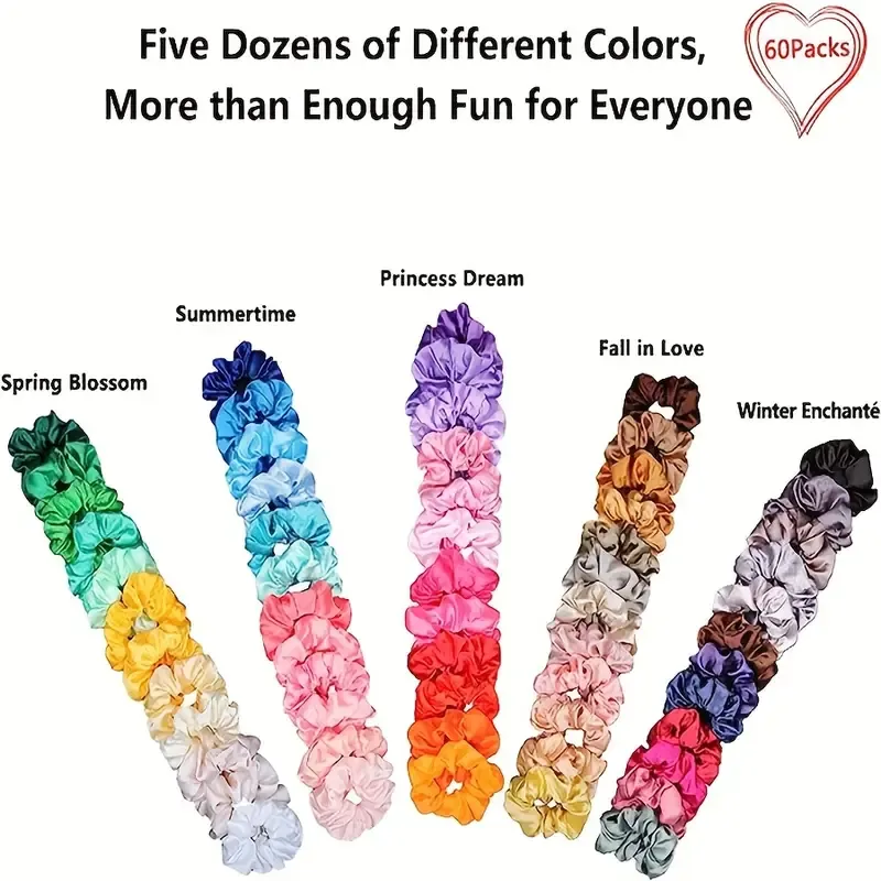 60 nuovi cerchietti per capelli in seta arcobaleno, stile retrò europeo e americano, cerchietti per capelli elastici di colore solido