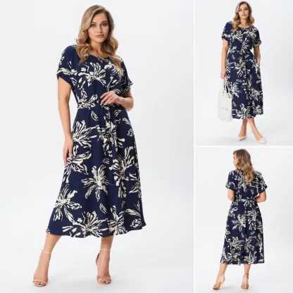 [S-5XL] Abito largo in cotone di grandi dimensioni - comodo, traspirante, perfetto per l'estate